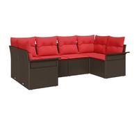 vidaXL Set Divano da Giardino con cuscino 6 pcs Marrone polyrattan, Set di divani modulari da giardino, arredo esterno duraturo, leggero, resistente ai raggi UV, perfetto per il patio