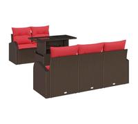 vidaXL Set Divano da Giardino con cuscino 6 pcs Marrone polyrattan, Set di mobili da giardino e terrazzo, divano modulare in rattan, resistente e impermeabile