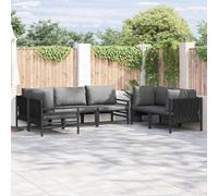 vidaXL Set Divano da Giardino con cuscino 6 pcs Nero Acciaio