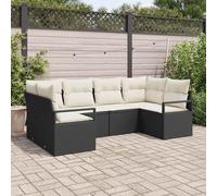 vidaXL Set Divano da Giardino con cuscino 6 pcs Nero e Crema