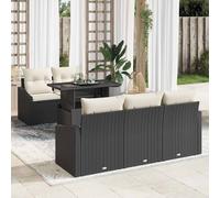 vidaXL Set Divano da Giardino con cuscino 6 pcs Nero e crema