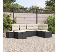 vidaXL Set Divano da Giardino con cuscino 6 pcs Nero Poly Rattan