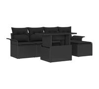 vidaXL Set Divano da Giardino con cuscino 6 pcs Nero Poly Rattan