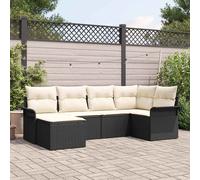 vidaXL Set Divano da Giardino con cuscino 6 pcs Nero Poly Rattan