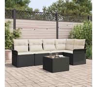 vidaXL Set Divano da Giardino con cuscino 6 pcs Nero Poly Rattan