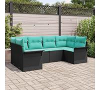 vidaXL Set Divano da Giardino con cuscino 6 pcs Nero Poly Rattan, Set di divani modulari da giardino, arredo esterno duraturo, leggero, resistente ai raggi UV, perfetto per il patio