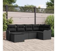 vidaXL Set Divano da Giardino con cuscino 6 pcs Nero Poly Rattan