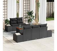 vidaXL Set Divano da Giardino con cuscino 6 pcs Nero Poly Rattan