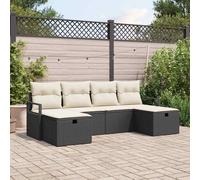 vidaXL Set Divano da Giardino con cuscino 6 pcs Nero Poly Rattan