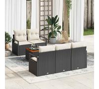 vidaXL Set Divano da Giardino con cuscino 6 pcs Nero Poly Rattan