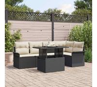 vidaXL Set Divano da Giardino con cuscino 6 pcs Nero Poly Rattan