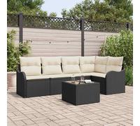 vidaXL Set Divano da Giardino con cuscino 6 pcs Nero Poly Rattan