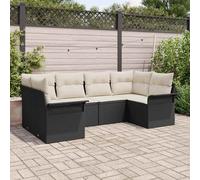 vidaXL Set Divano da Giardino con cuscino 6 pcs Nero Poly Rattan