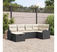vidaXL Set Divano da Giardino con cuscino 6 pcs Nero Poly Rattan