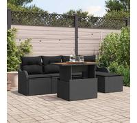 vidaXL Set Divano da Giardino con cuscino 6 pcs Nero polyrattan