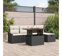 vidaXL Set Divano da Giardino con cuscino 6 pcs Nero polyrattan