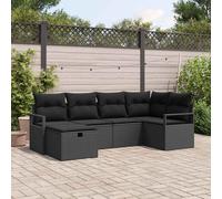 vidaXL Set Divano da Giardino con cuscino 6 pcs Nero polyrattan
