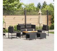 vidaXL Set Divano da Giardino con cuscino 6 pcs Nero polyrattan