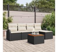 vidaXL Set Divano da Giardino con cuscino 6 pcs Nero polyrattan