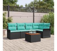 vidaXL Set Divano da Giardino con cuscino 6 pcs Nero polyrattan