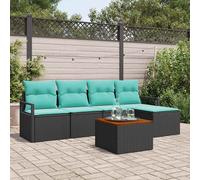 vidaXL Set Divano da Giardino con cuscino 6 pcs Nero polyrattan, Divano outdoor moderno, leggero e resistente, set da giardino, relax sul patio, perfetto per il deck