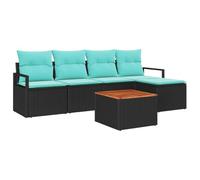 vidaXL Set Divano da Giardino con cuscino 6 pcs Nero polyrattan, Divano outdoor moderno, leggero e resistente, set da giardino, relax sul patio, perfetto per il deck