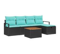 vidaXL Set Divano da Giardino con cuscino 6 pcs Nero polyrattan, Giardino e terrazza, mobili moderni, set lounge modulare, seduta resistente per esterni, opzioni di stoccaggio durevoli
