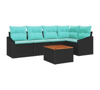 vidaXL Set Divano da Giardino con cuscino 6 pcs Nero polyrattan, Set di divani da giardino moderni, mobili da esterno resistenti, lounge modulare, arredamento versatile