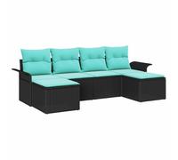 vidaXL Set Divano da Giardino con cuscino 6 pcs Nero polyrattan, Set divano moderno per giardino e terrazzo, resistente agli agenti atmosferici, design modulare, materiali anti-UV, scomparti per