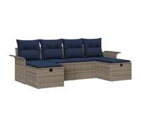 vidaXL Set Divano da Giardino con cuscino 6 pcs Poly Rattan, Divano modulare da giardino e terrazzo, resistente agli agenti atmosferici, con spazio per riporre oggetti