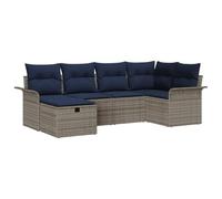 vidaXL Set Divano da Giardino con cuscino 6 pcs Poly Rattan, Set da giardino, divano modulare leggero, resistente ai raggi UV, per terrazza, con vano di stoccaggio