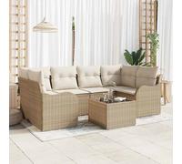 vidaXL Set Divano da Giardino con cuscino 7 pcs Beige e Crema