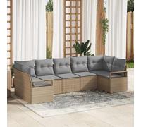vidaXL Set Divano da Giardino con cuscino 7 pcs Beige e Grigio Chiaro