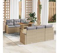vidaXL Set Divano da Giardino con cuscino 7 pcs beige e grigio chiaro