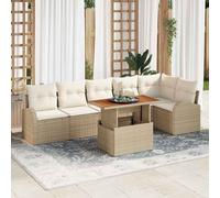 vidaXL Set Divano da Giardino con cuscino 7 pcs beige e panna
