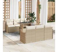 vidaXL Set Divano da Giardino con cuscino 7 pcs Beige Poly Rattan