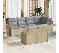 vidaXL Set Divano da Giardino con cuscino 7 pcs Beige Poly Rattan