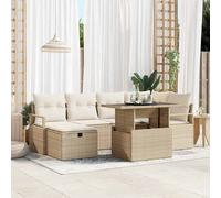 vidaXL Set Divano da Giardino con cuscino 7 pcs Beige Poly Rattan