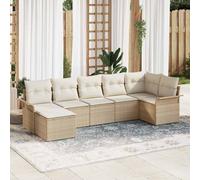 vidaXL Set Divano da Giardino con cuscino 7 pcs Beige Poly Rattan
