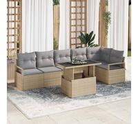 vidaXL Set Divano da Giardino con cuscino 7 pcs Beige Poly Rattan