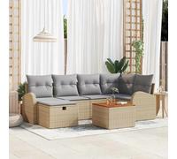 vidaXL Set Divano da Giardino con cuscino 7 pcs Beige Poly Rattan