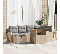vidaXL Set Divano da Giardino con cuscino 7 pcs Beige Poly Rattan