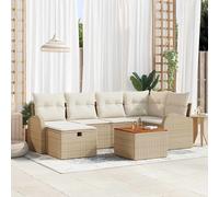 vidaXL Set Divano da Giardino con cuscino 7 pcs Beige Poly Rattan
