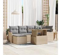 vidaXL Set Divano da Giardino con cuscino 7 pcs Beige Poly Rattan