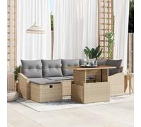 vidaXL Set Divano da Giardino con cuscino 7 pcs Beige polyrattan