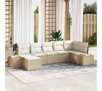 vidaXL Set Divano da Giardino con cuscino 7 pcs Beige polyrattan
