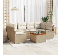 vidaXL Set Divano da Giardino con cuscino 7 pcs Beige polyrattan