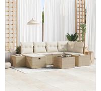 vidaXL Set Divano da Giardino con cuscino 7 pcs Beige polyrattan