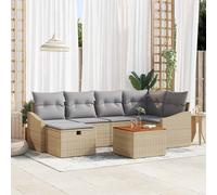 vidaXL Set Divano da Giardino con cuscino 7 pcs Beige polyrattan