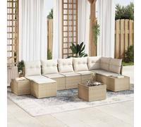 vidaXL Set Divano da Giardino con cuscino 7 pcs Beige polyrattan